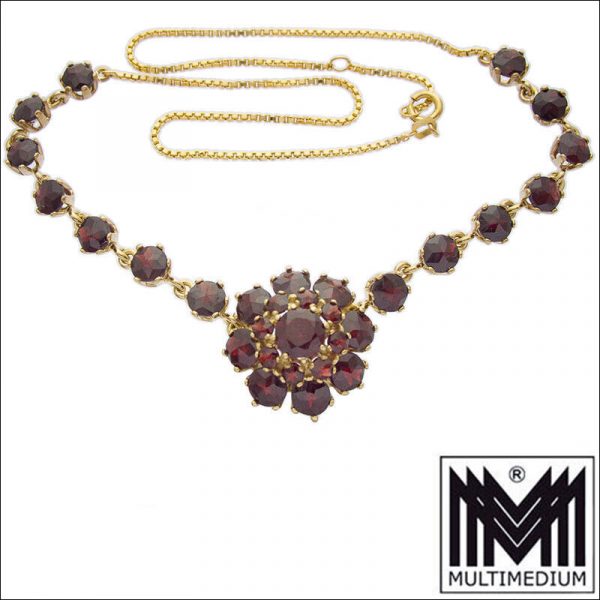 333 Gelbgold Granat Collier Halskette 8ct gold garnet necklace 8k