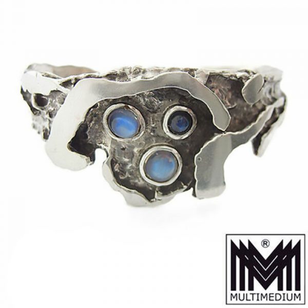 Modernist Silber Armreif Armband Mondstein silver bracelet moonstone R. De. 835