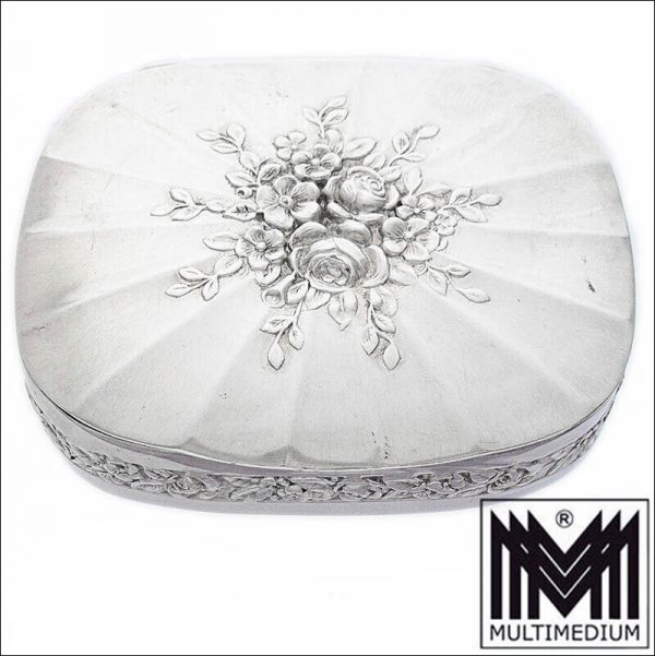 Jugendstil 800 Silber Pillen Dose Martin Mayer Mainz Pforzheim Blumen