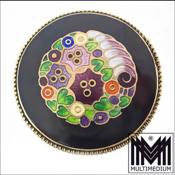 Jugendstil Emaille Brosche Blume wohl Hermann Häußler Theodor Fahrner