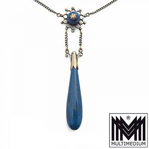 Jugendstil Silber Lapis Lazuli Lavaliere Collier Halskette art nouveau necklace