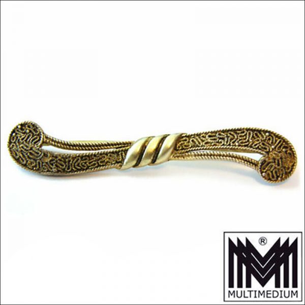 Theodor Fahrner Brosche Silber vergoldet Kordeldrahtbelötung silver gilt brooch