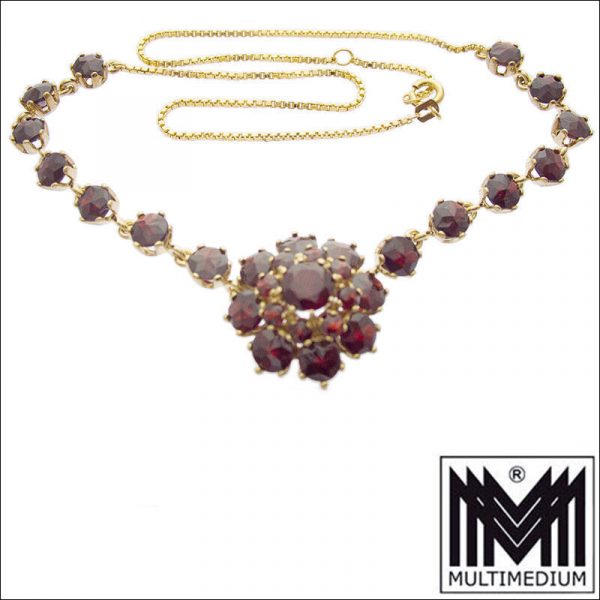 333 Gelbgold Granat Collier Halskette 8ct gold garnet necklace 8k