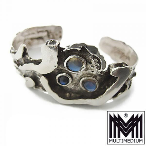 Modernist Silber Armreif Armband Mondstein silver bracelet moonstone R. De. 835