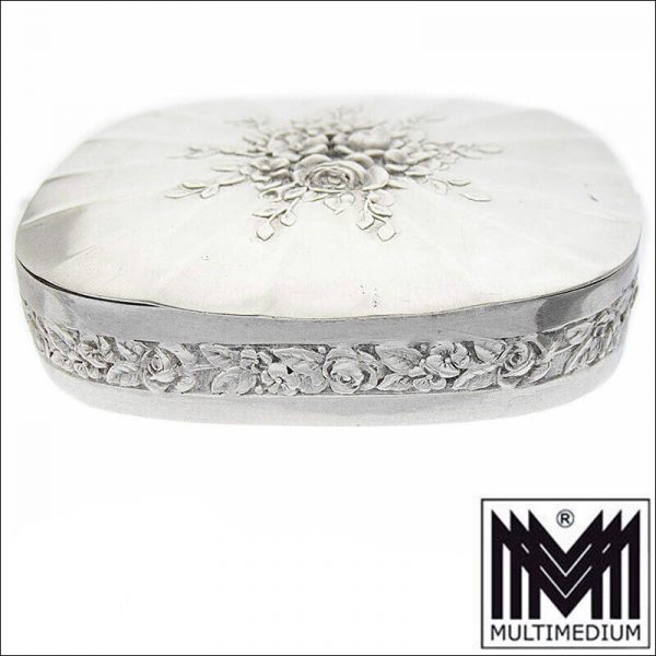 Jugendstil 800 Silber Pillen Dose Martin Mayer Mainz Pforzheim Blumen