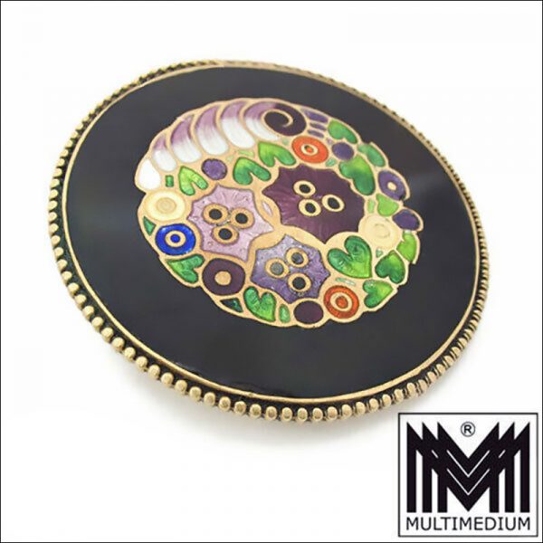 Jugendstil Emaille Brosche Blume wohl Hermann Häußler Theodor Fahrner
