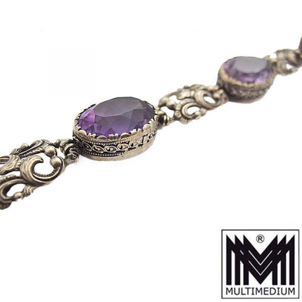 Jugendstil Silber Armband Amethyst signiert HO 835 Art Nouveau silver bracelet