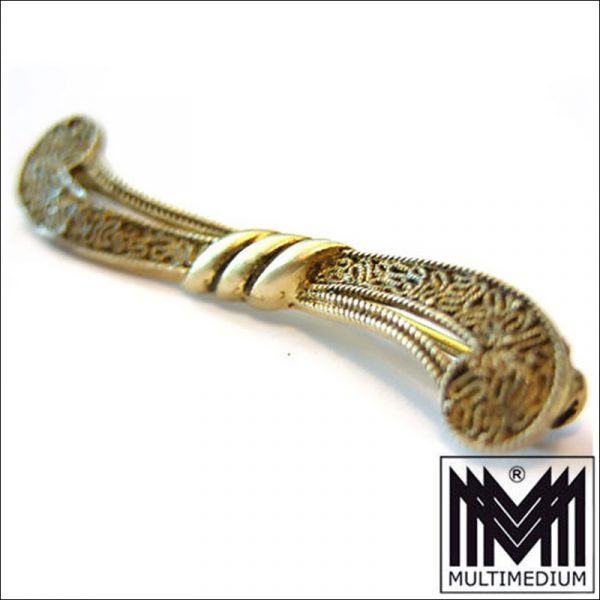 Theodor Fahrner Brosche Silber vergoldet Kordeldrahtbelötung silver gilt brooch
