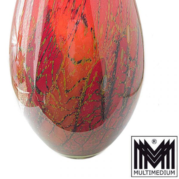 Große Art Deco WMF Ikora Glas Vase rot 30er Jahre marmoriert H 43,8 cm Bodenvase