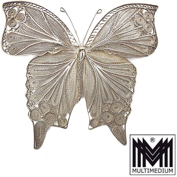 Vintage Jugendstil Schmetterling Silber Brosche filigran silver brooch butterfly