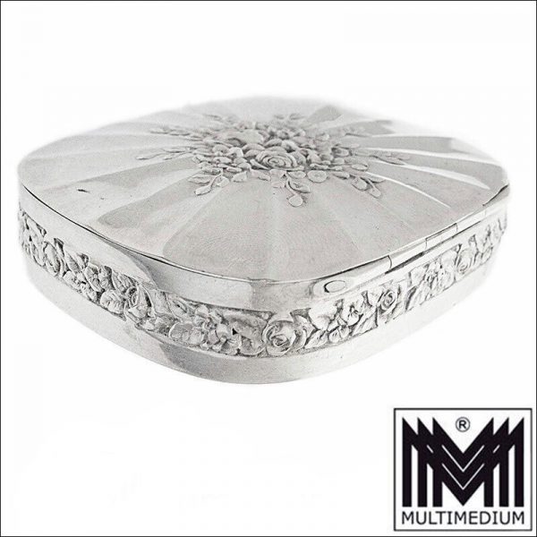 Jugendstil 800 Silber Pillen Dose Martin Mayer Mainz Pforzheim Blumen