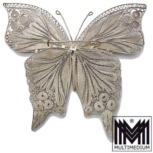 Vintage Jugendstil Schmetterling Silber Brosche filigran silver brooch butterfly