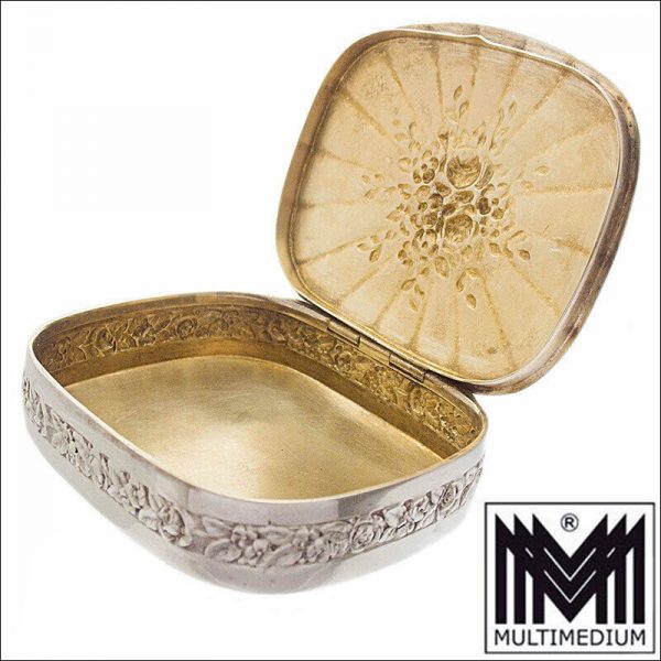 Jugendstil 800 Silber Pillen Dose Martin Mayer Mainz Pforzheim Blumen