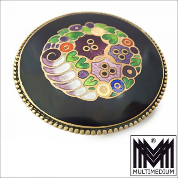 Jugendstil Emaille Brosche Blume wohl Hermann Häußler Theodor Fahrner