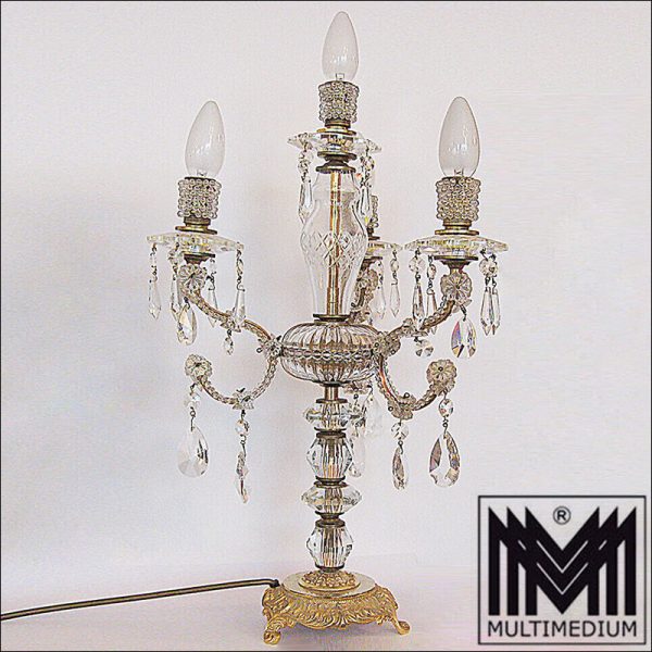 Murano Tischlampe Messing Lampe Kristall Glas geschliffen 50er 70er – Bild 8