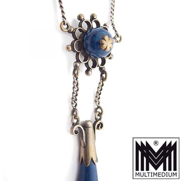 Jugendstil Silber Lapis Lazuli Lavaliere Collier Halskette art nouveau necklace