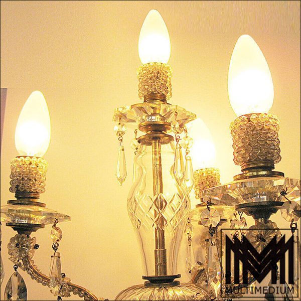 Murano Tischlampe Messing Lampe Kristall Glas geschliffen 50er 70er