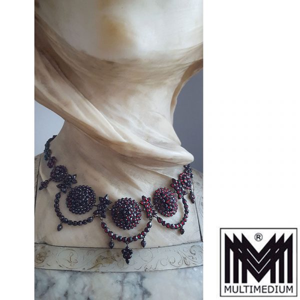 Historismus Granat Collier Tombak garnet necklace