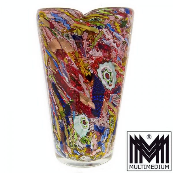 Große Vase Aureliano Toso Murano Entwurf Dino Martens Murrinen Zanfirico