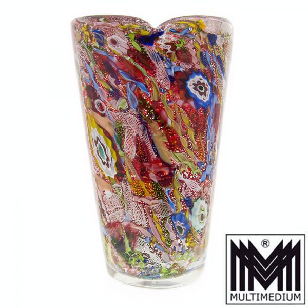 Große Vase Aureliano Toso Murano Entwurf Dino Martens Murrinen Zanfirico