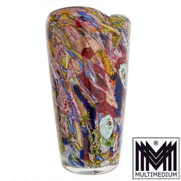Große Vase Aureliano Toso Murano Entwurf Dino Martens Murrinen Zanfirico