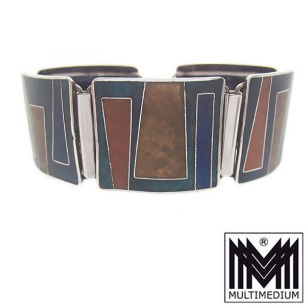 20220417 CRW 5923 Perli Modernist Matt Emaille Armband 60er Jahre vintage enamel bracelet