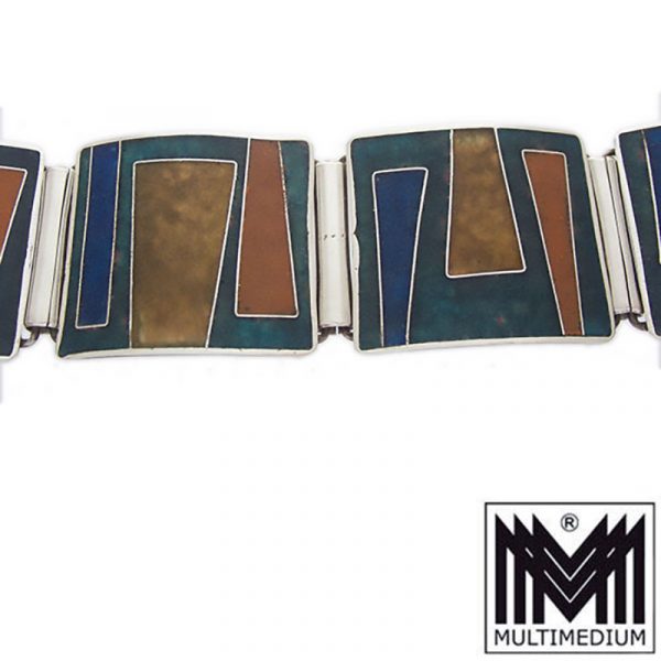 20220417 CRW 5930 Perli Modernist Matt Emaille Armband 60er Jahre vintage enamel bracelet