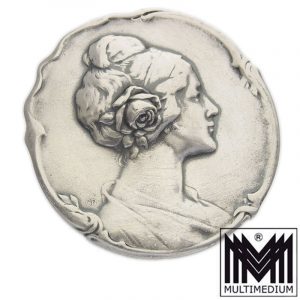Jugendstil Silber Brosche Dame Mädchen art nouveau silver brooch 1910