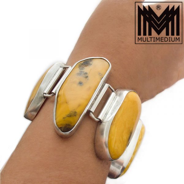 Modernist Butterscotch Bernstein Silber Armband 80er Jahre vintage amber silver bracelet