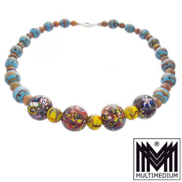 Murano Glas Kette Halskette bunt glass necklace millefiori
