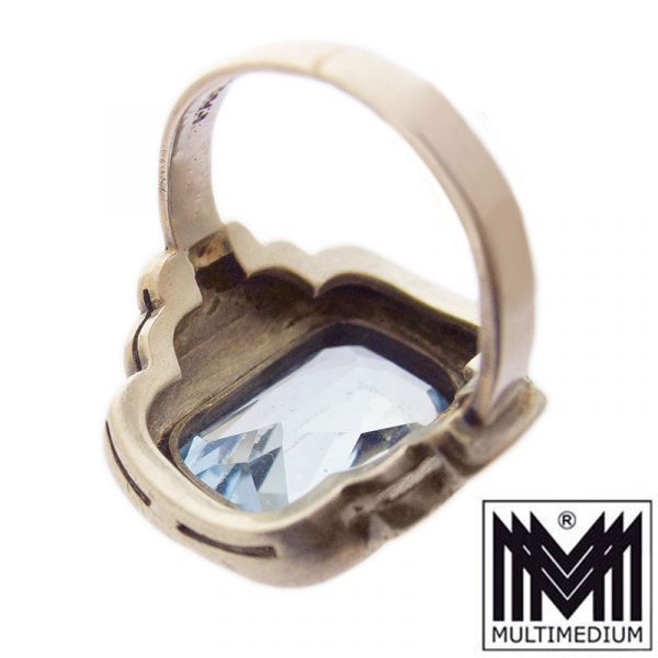 Theodor Fahrner Art Deco Silber Ring vergoldet blauer Stein silver gilt ring