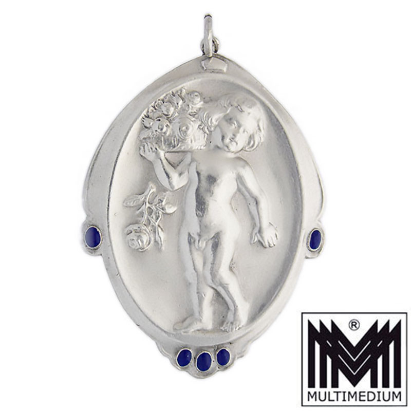 Großer Silber Putto Anhänger Lapislazuli silver pendant lapis lazuli