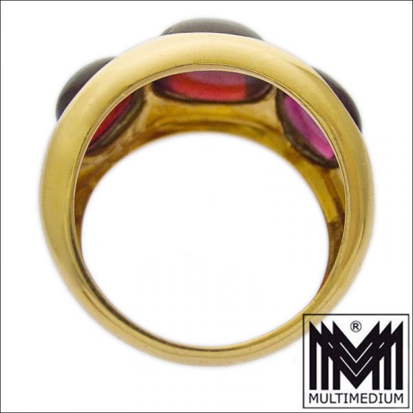 750 Gelbgold Granat Fingerring Cabochon 18ct yellow gold garnet ring