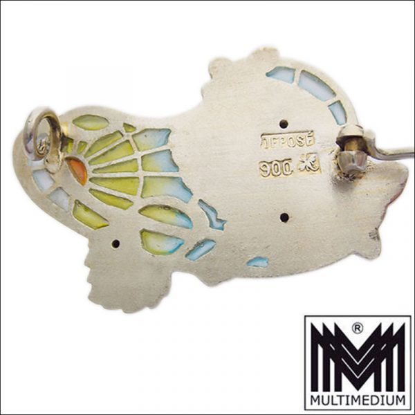 Meyle Mayer Jugendstil Silber Emaille Brosche Art Nouveau enamel silver brooch