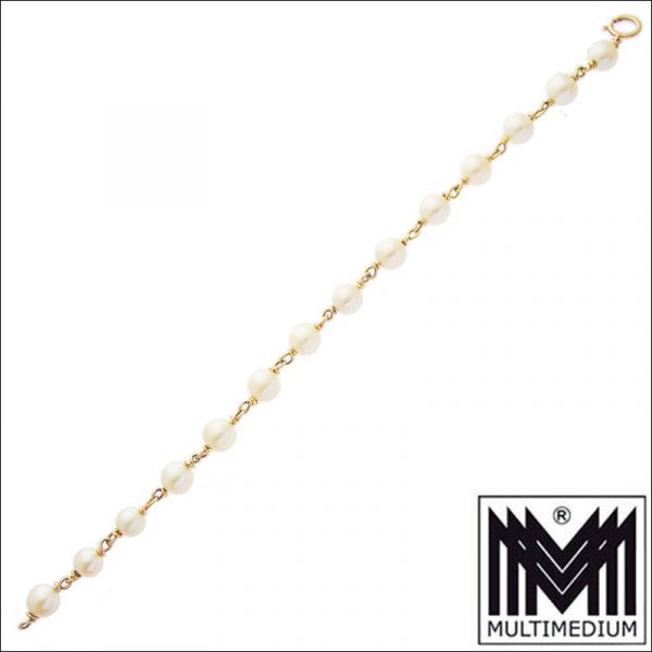 Gold Perlen Armband Arm kette 585 pearl gold bracelet