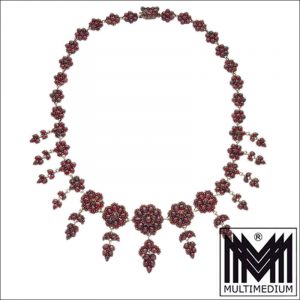 Antikes Tombak Granat Collier Halskette um 1880 tombac garnet necklace
