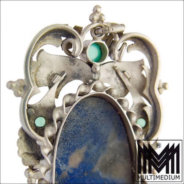 Art Deco Lapislazuli Silber Anhänger Chrysopras 30er Jahre silver Lapis Lazuli pendant