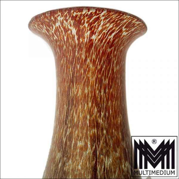 Große Art Deco WMF Ikora Glas Vase Grün Braun 30er Jahre marmoriert H 43 cm Bodenvase