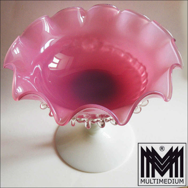 Archimede Seguso rosa Murano Glas Fußschale Anbietschale pink glass Italy