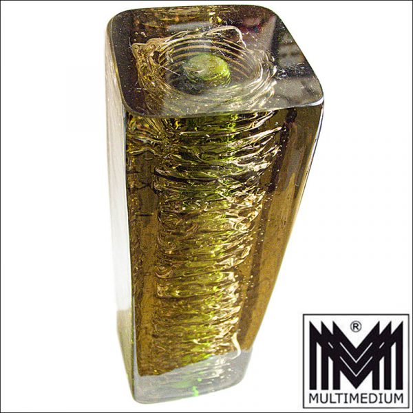 Schwere große Glas Vase von Frantisek Vizner für Sklarny Skrdlovice heavy glass