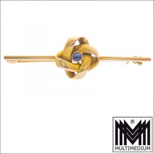 Jugendstil 585 Gold Saphir Brosche art nouveau sapphire gold brooch