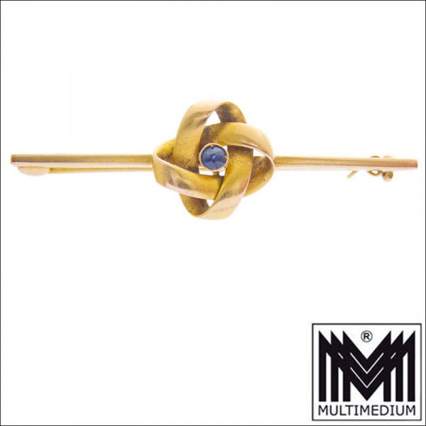 Jugendstil 585 Gold Saphir Brosche art nouveau sapphire gold brooch