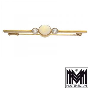 Jugendstil 585 Gold Opal Brosche Diamanten art nouveau gold diamond brooch