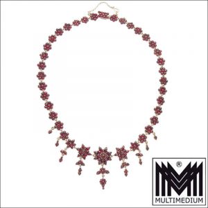 Antikes Tombak Granat Collier Halskette um 1880 tombac garnet necklace