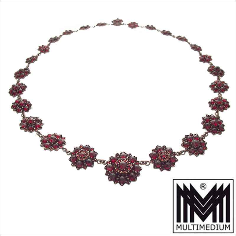 20251022 CRW 8657 Antikes Tombak Granat Collier Halskette um 1880 tombac garnet necklace