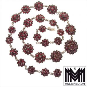 Antikes Tombak Granat Collier Halskette um 1880 tombac garnet necklace
