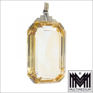 Prachtvoller großer Art Deco Citrin Silber Anhänger 30er Jahre silver pendant