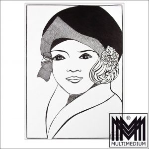 Original Tusche Zeichnung - Gisela Geser - Titel- Die kleine Lady