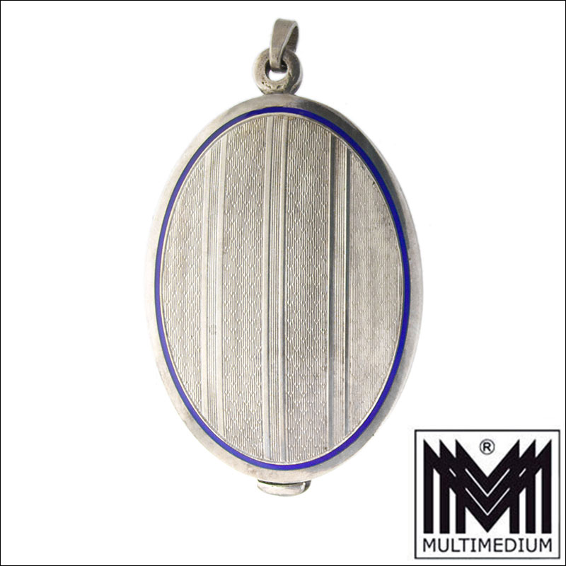 Jugendstil Silber Spiegel Medaillon Anhänger Antik silver mirror locket pendant