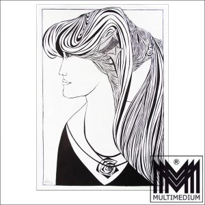 Original Tusche Zeichnung - Gisela Geser - Titel - Jugendstil-Traum